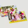 Personalised photo book featuring vibrant images from a child's 7th birthday party. The cover displays children in party hats gathered around a birthday cake. Ideal for capturing and preserving special memories. Perfect as a gift for family or friends.